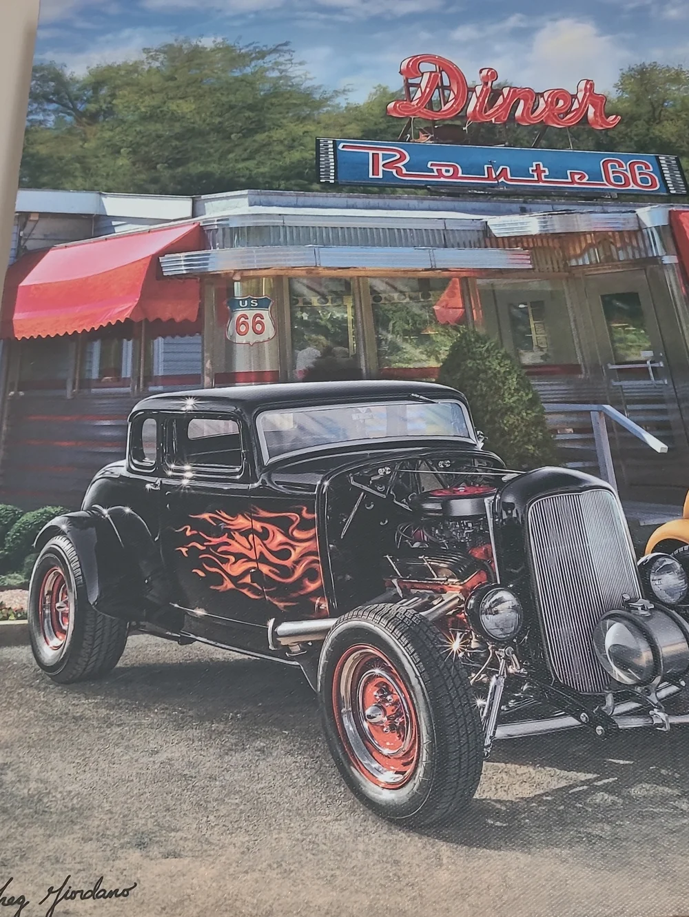 Canvas Vintage Looking Diner Hot Rod Wall Art